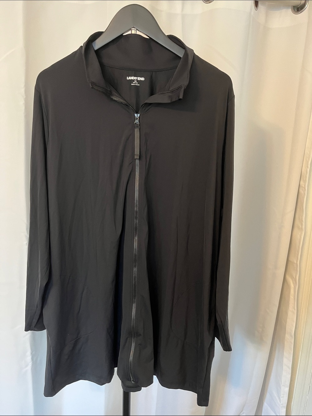 Lands' End Black Lightweight Full-Zip Shirt Jacket